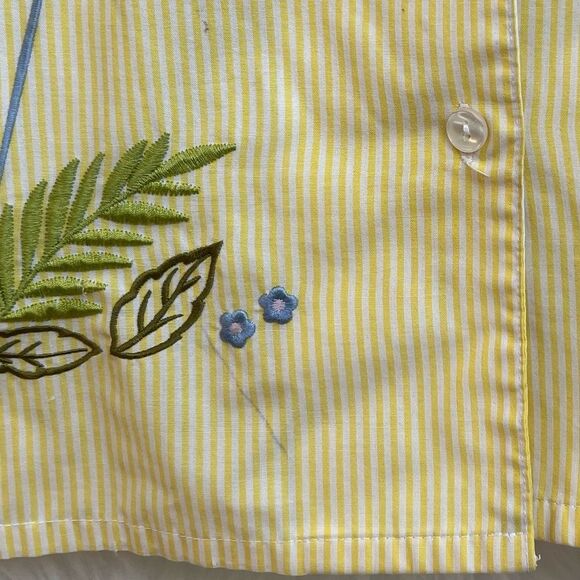 Allison Daley short sleeve button up yellow striped embroidered summer detailing - Picture 6 of 10